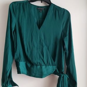 Banana Republic Silk Like Emerald Green Wrap Top